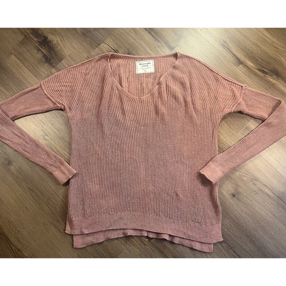 Abercrombie & Fitch Women's Sweater XS Pink Long Sleeve Knit Pullover Flawed - Picture 1 of 12
